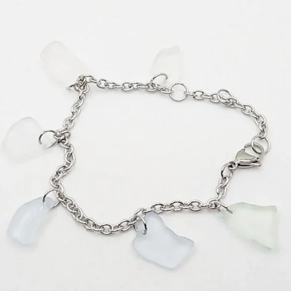 Handmade Thick Clear Sea Glass Jewelry Set - Picture 2 of 2